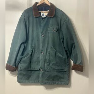 Vintage Woodsman ATA All Terrain Jacket Green Corduroy Collar Plaid Lined Mens L